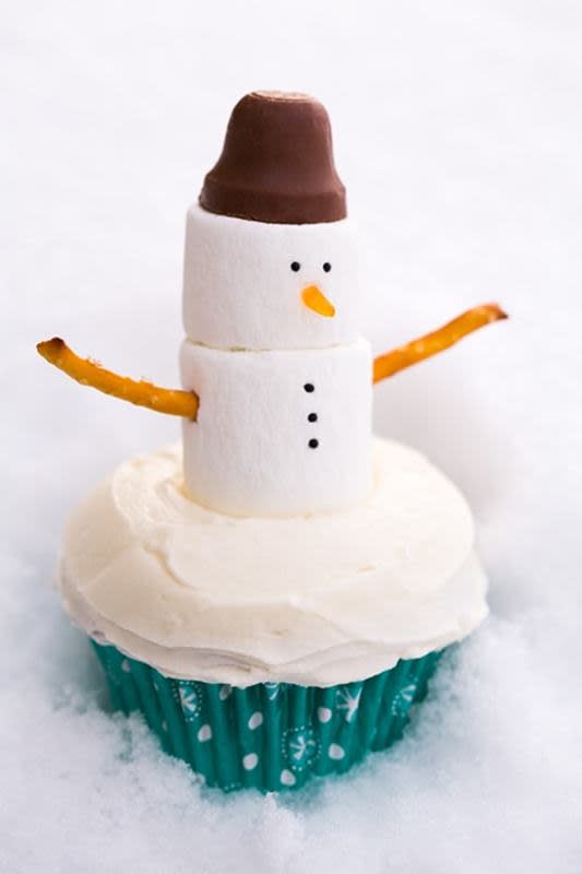 <p>Cooking Classy</p><p>You can use any cupcake flavor base that you want, and top them with a buttercream frosting. From there, you can build your marshmallow snowman!</p><p><strong>Get the recipe: <a href="https://www.cookingclassy.com/snowman-cupcakes/" rel="nofollow noopener" target="_blank" data-ylk="slk:Snowman Cupcakes;elm:context_link;itc:0;sec:content-canvas" class="link ">Snowman Cupcakes</a></strong></p>