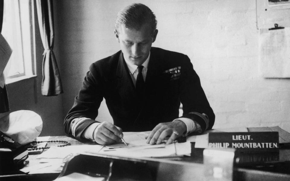 Prince Philip at the Petty Officers Training Centre at Corsham Wiltshire in 1947 - GETTY