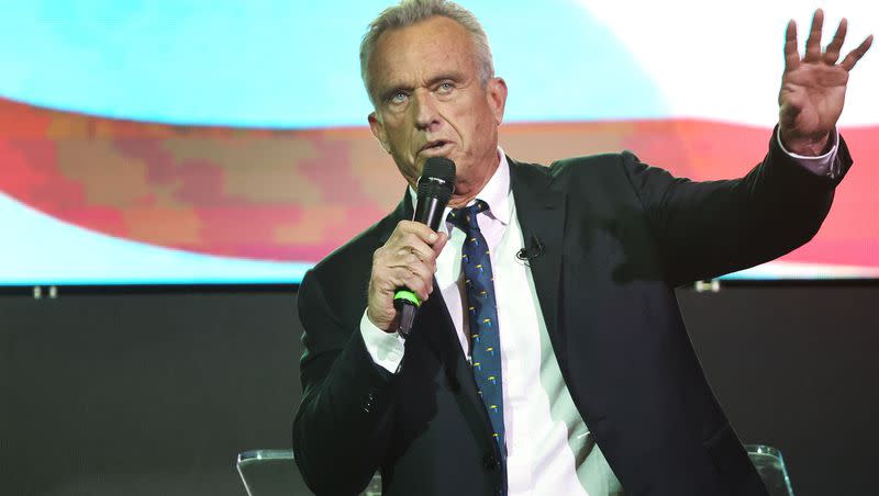 Independent presidential candidate Robert F. Kennedy Jr. speaks at a rally in Salt Lake City on Thursday, Nov. 30, 2023.