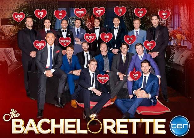Meet The Bachelorette men. Source: Channel 10