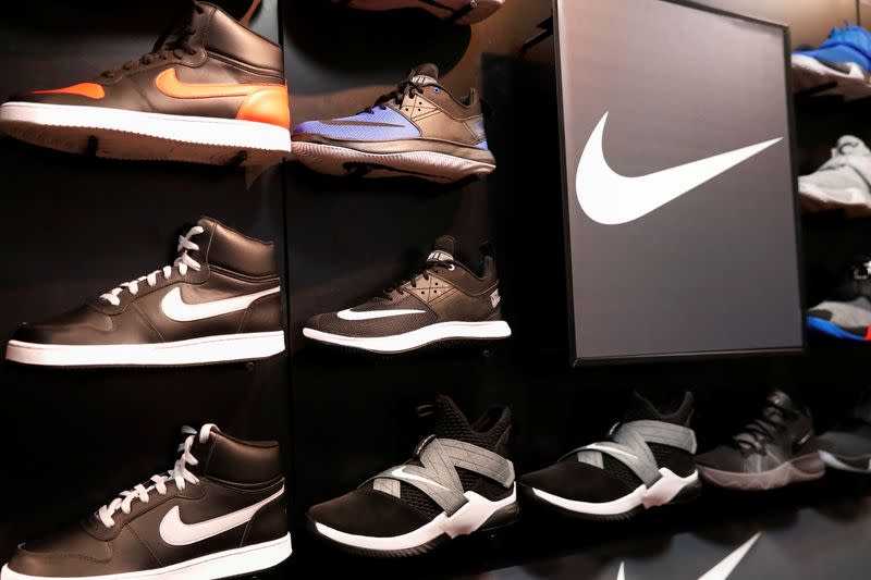 Nike shoes are seen on display in New York