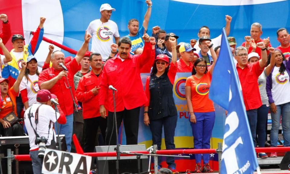 Venezuelan president Nicolas Maduro and candidates attend the closure of the campaign for the National Constituent Assembly in Caracas.