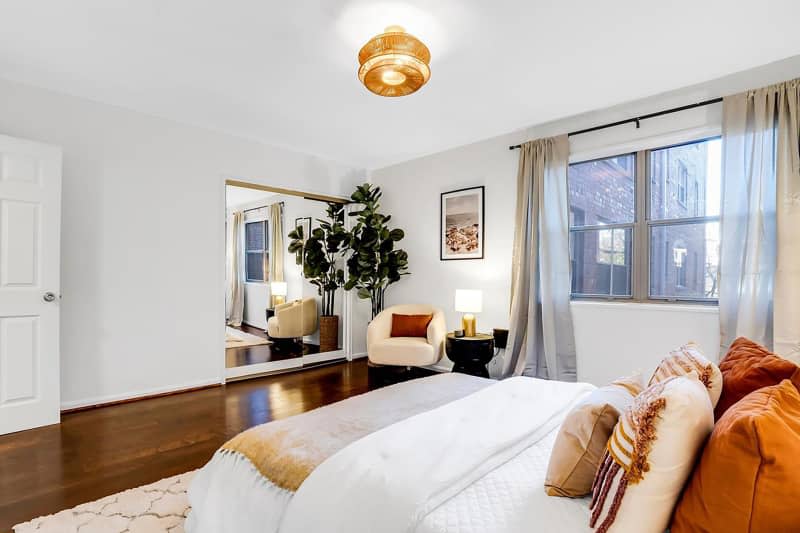 Arm chair in bedroom after home staging.