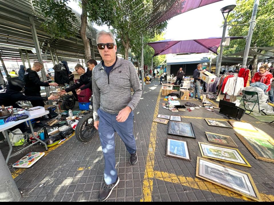 Mark Patinkin in an Arab "souk" and flea market in Jaffa.