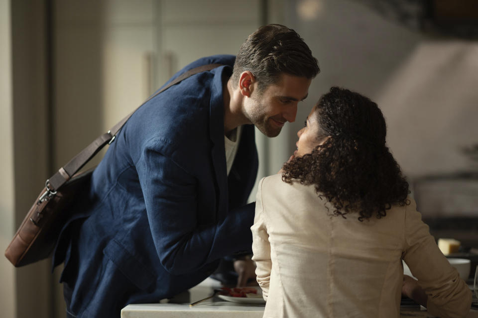 This image released by Apple TV+ shows Gugu Mbatha-Raw, right, and Oliver Jackson-Cohen in “Surface." (Apple TV+ via AP)