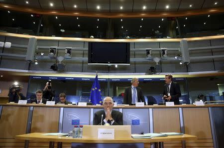 European Economic and Financial Affairs, Taxation and Customs Union Commissioner-designate Pierre Moscovici of France attends his hearing before the European Parliament's Committee on Economic and Monetary Affairs at the EU Parliament in Brussels October 2, 2014. REUTERS/Francois Lenoir