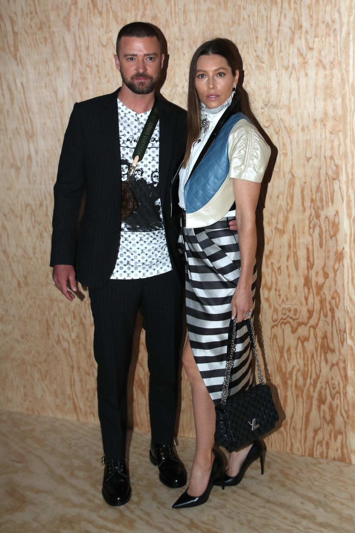 PARIS, FRANCE - OCTOBER 01: Justin Timberlake and Jessica Biel attend the Louis Vuitton Womenswear Spring/Summer 2020 show as part of Paris Fashion Week on October 01, 2019 in Paris, France. (Photo by Bertrand Rindoff Petroff/Getty Images)