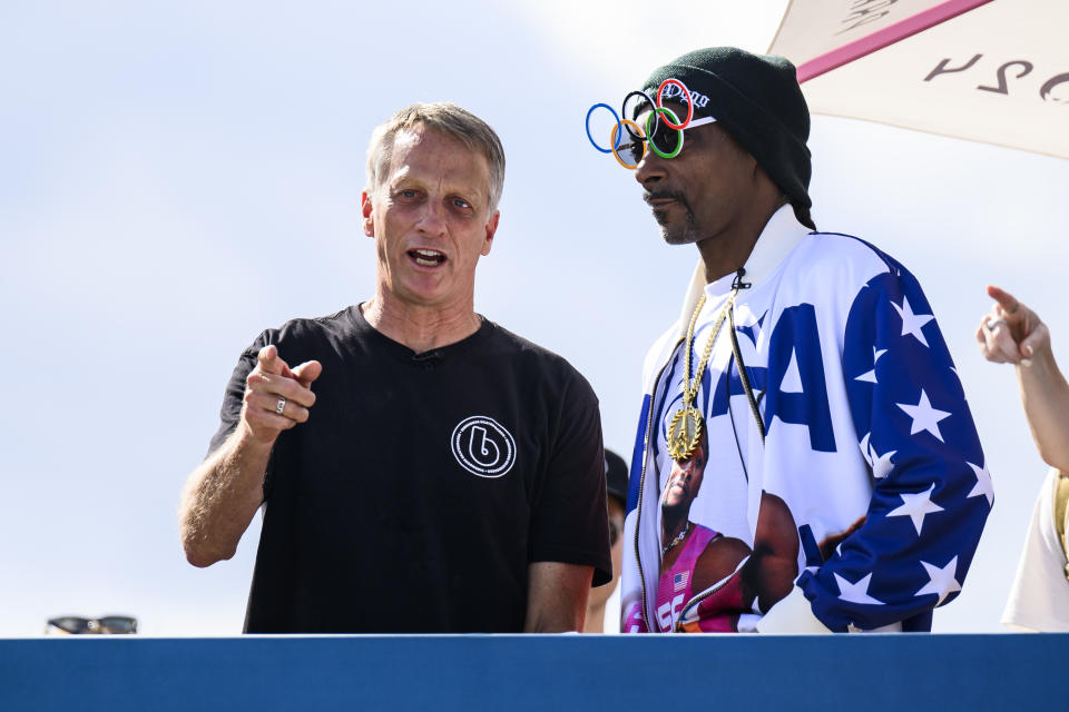 Tony Hawk and rapper Snoop Dogg talk.