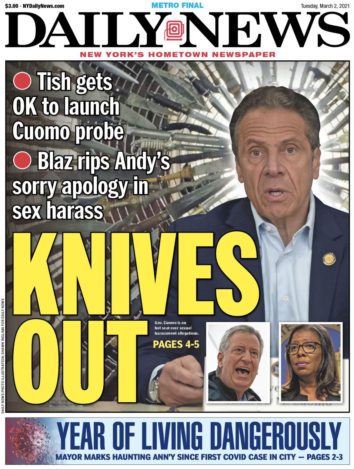 The March 2 front page of the Daily News