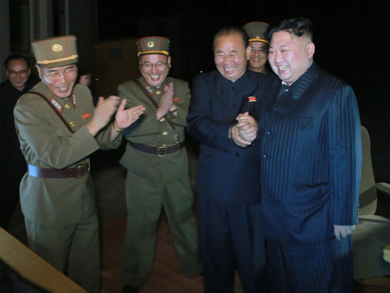 Kim Jong-un supervising the second test-fire of ICBM Hwasong-14 at an undisclosed location in North Korea: EPA