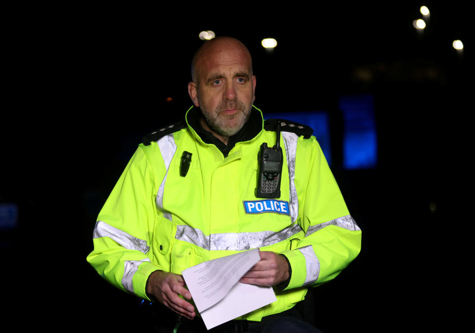 Chief Inspector Mark Runacres of Avon and Somerset Police addresses the media. (Jake McPherson/SWNS)