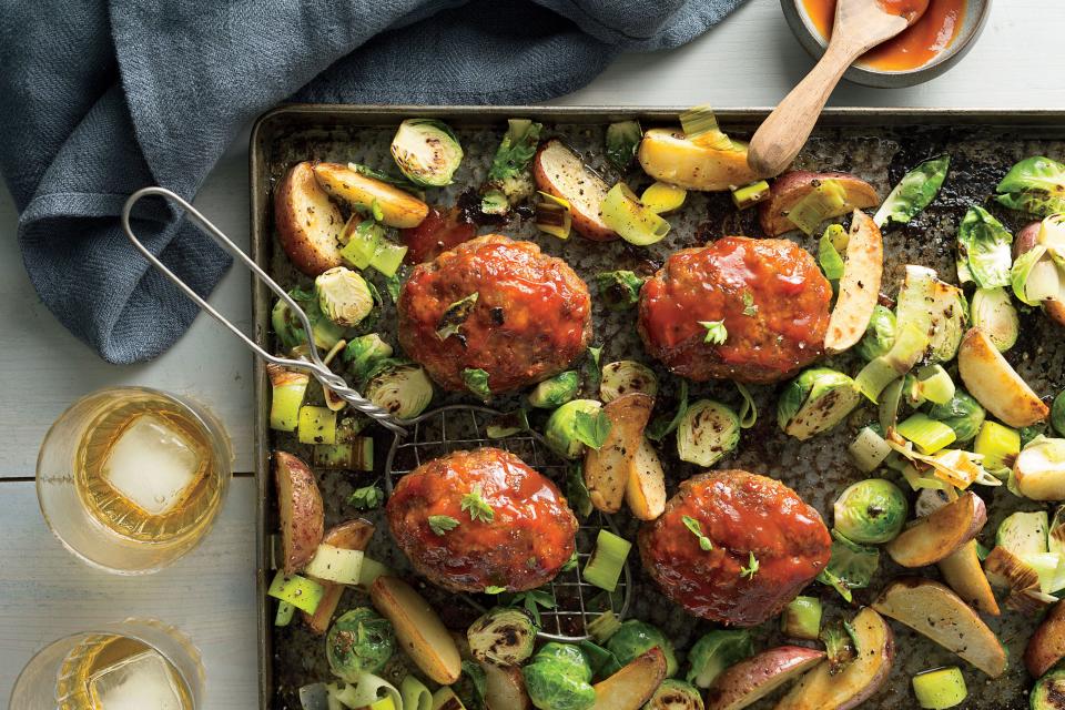 Mini Meatloaves with Potatoes, Leeks, and Brussels Sprouts