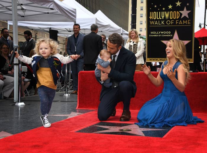 Blake Lively, Ryan Reynolds with their children at Ryan Reynolds' Hollywood Walk of Fame ceremony