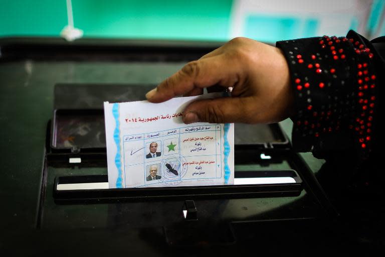 An Egyptian woman cast her ballot during the 2014 presidential election