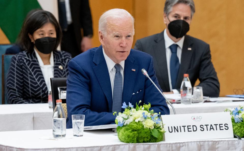 US President Joe Biden attends the Quad Leaders Summit at Kantei in Tokyo on May 24, 2022. (Photo by SAUL LOEB / AFP) (Photo by SAUL LOEB/AFP via Getty Images)