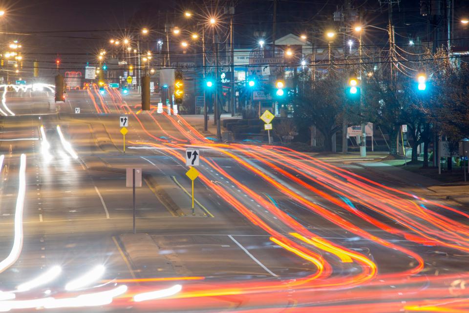 Southbound traffic on Ramsey Street appears as streaks around 7 a.m. when this 30-second time exposure was taken near the intersection of Ramsey Street and McArthur Road, highlighting some of the traffic this area gets during a morning commute.