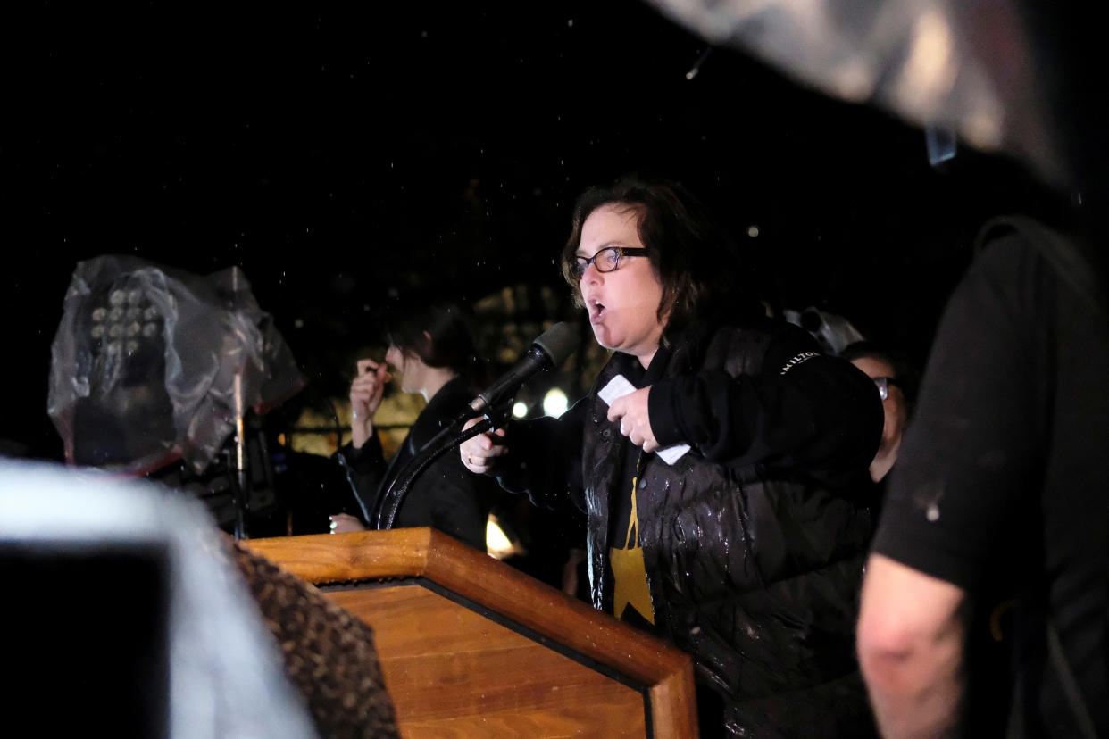 Rosie O'Donnell speaks at a protest rally organized by activists against U.S. President Donald Trump outside the White House in Washington February 28, 2017. REUTERS/James Lawler Duggan