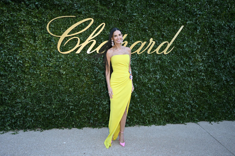 Demi Moore attends the Chopard “Once Upon A Time” evening in pink shoes at the 77th annual Cannes Film Festival at Hotel du Cap-Eden-Roc on May 21, 2024 in Cap d'Antibes, France. 