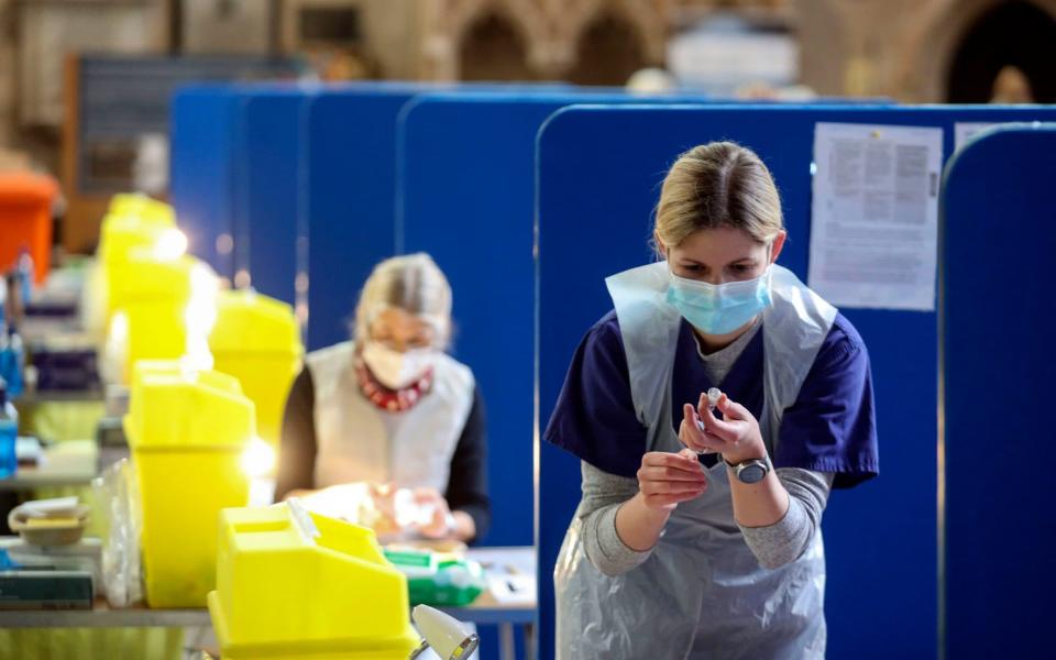 Coronavirus vaccines being prepared at Salisbury Cathedral, Wiltshire.  - Steve Parsons /PA