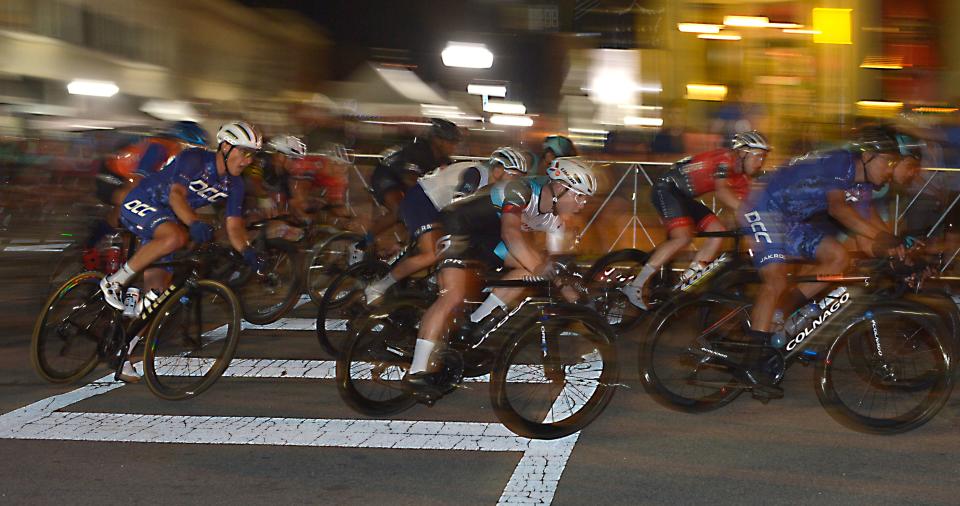 The Spartanburg Regional Healthcare System Criterium bike races go through the heart of Spartanburg into a one of a kind block party. The Crit consists of 6 races, 4 amateur and 2 professional. This is the professional men's race the last race of the night. 