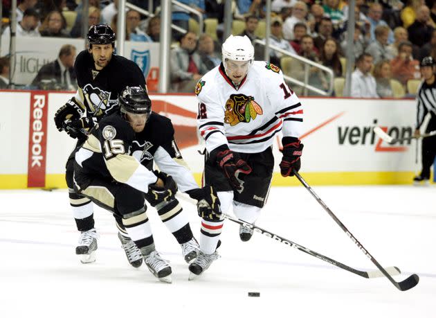 Kyle Beach playing for the Blackhawks in a preseason game against the Pittsburgh Penguins in 2010. (Photo: Justin K. Aller via Getty Images)