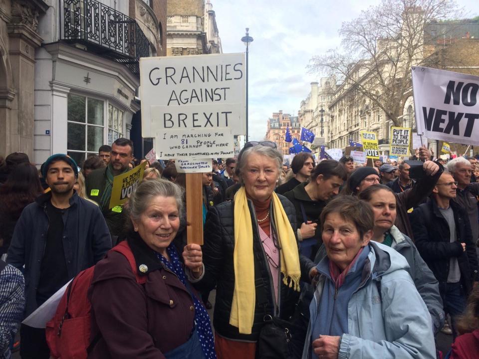 A group of pensioners marched under the banner