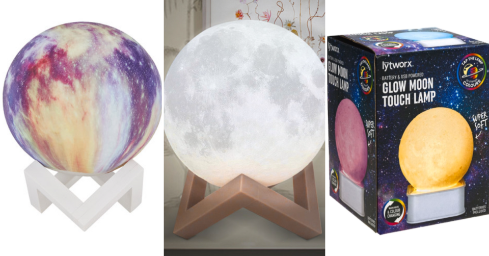 Three different planet/moon kids night lights from Australian stores