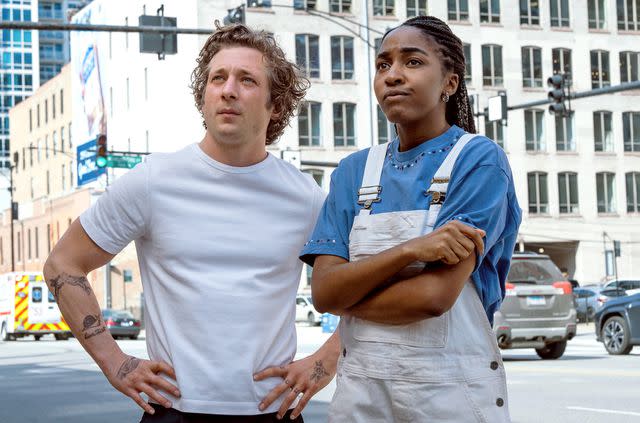 <p>Chuck Hodes/ FX on Hulu/ Everett</p> Jeremy Allen White and Ayo Edebiri on "The Bear"