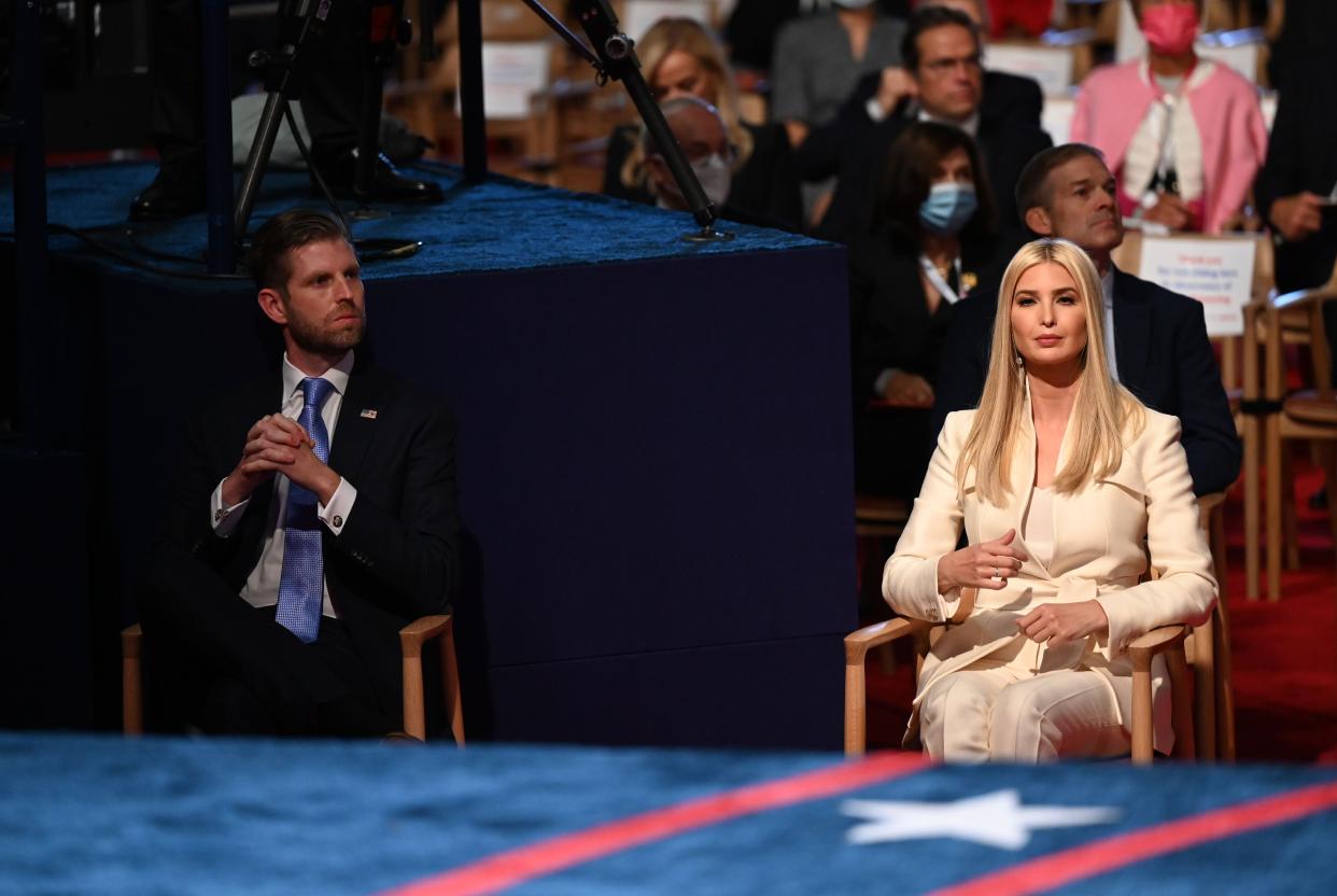 Eric Trump and Ivanka Trump at Case Western Reserve University and Cleveland Clinic in Cleveland, Ohio, on Sept. 29, 2020.