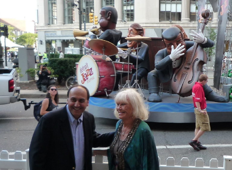 Tony Michaels of The Parade Company poses with Gretchan Valade, the late Carhartt heiress and Detroit Jazz Festival sponsor.