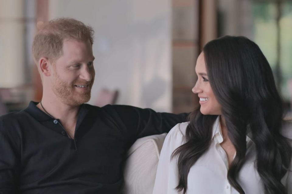 The Duke and Duchess of Sussex, in their recent docuseries Harry & Meghan (Netflix)