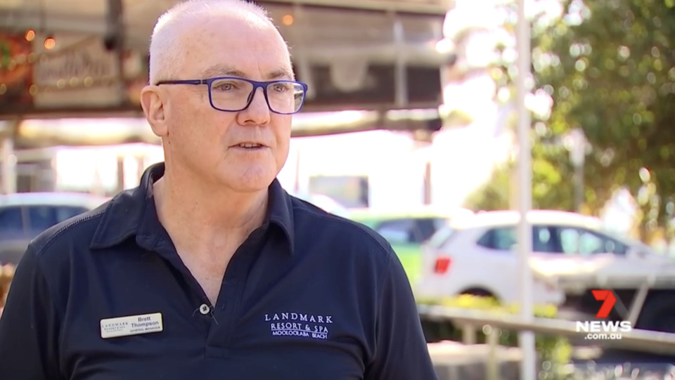 Brett Thompson, general manager of the Landmark Resort, speaks to 7News.
