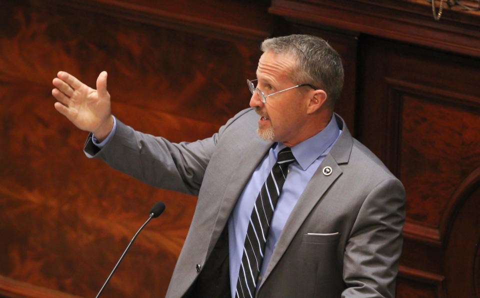  Rep. Chris Wooten, R-Lexington, speaks in House chambers in Columbia on Tuesday, March 29, 2022. (Travis Bell/STATEHOUSE CAROLINA/Special to the SC Daily Gazette)