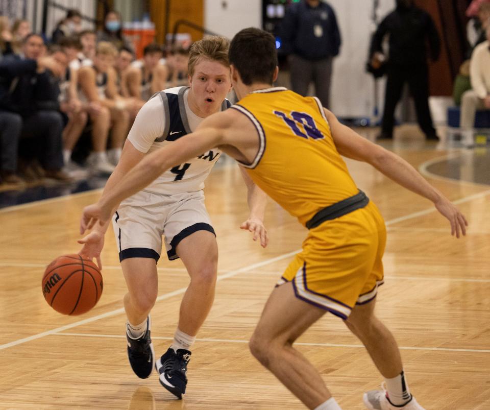 Manasquan Boys Basketball defeats St Rose in Manasquan NJ on January 18, 2022.