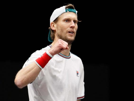 Andreas Seppi celebrates after beating Jason Jung (AP)