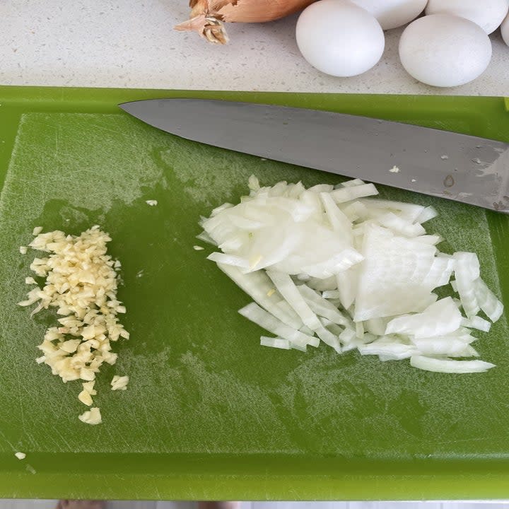 Prepping the tomato sauce