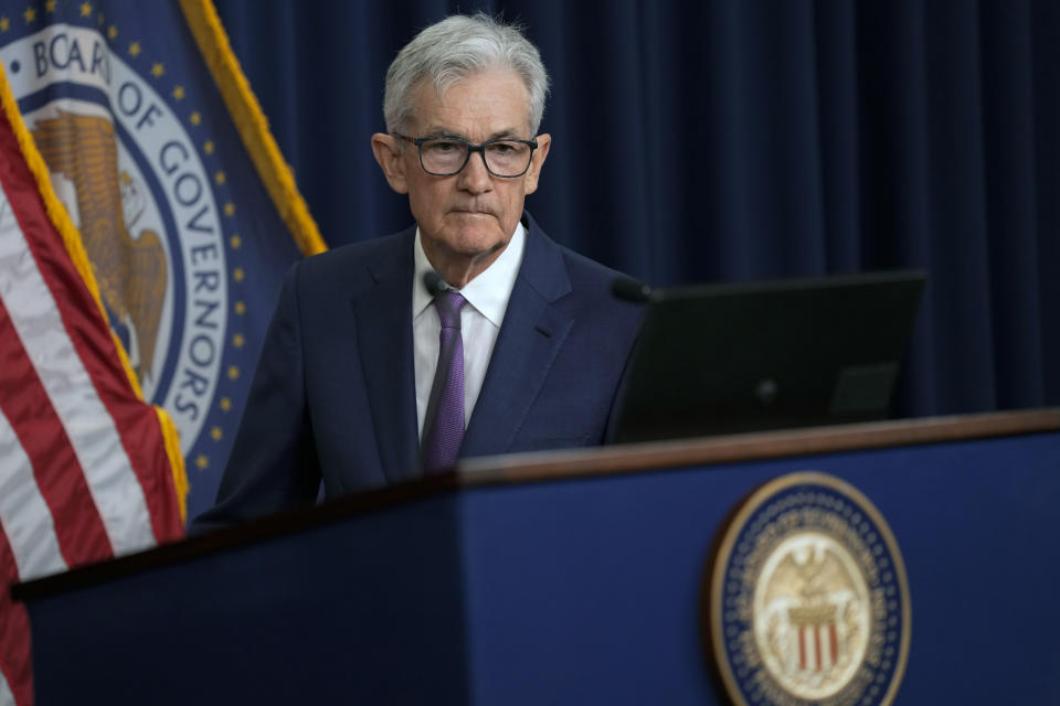 Federal Reserve Board ‌Chair Jerome Powell arrives for a news conference ⁤at ⁣the Federal Reserve in Washington,‍ Wednesday, May 1, 2024. (AP Photo/Susan Walsh)