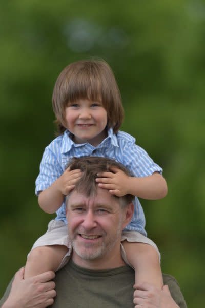 Datev-Abteilungsleiter Stefan Bergner mit seinem Sohn Hannes