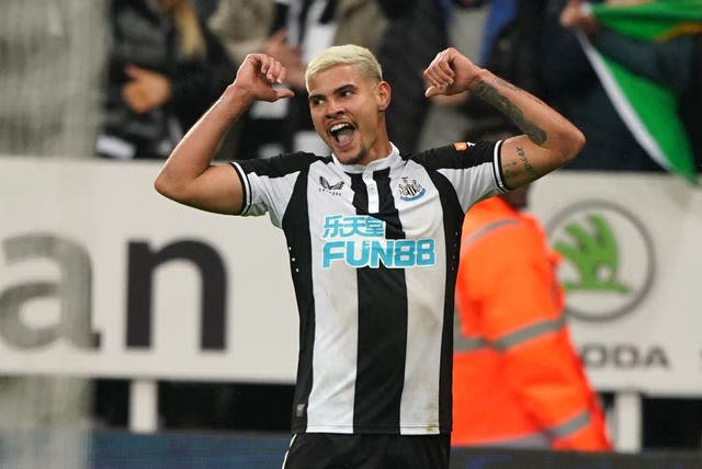 Bruno Guimaraes celebrates scoring Newcastle's second goal