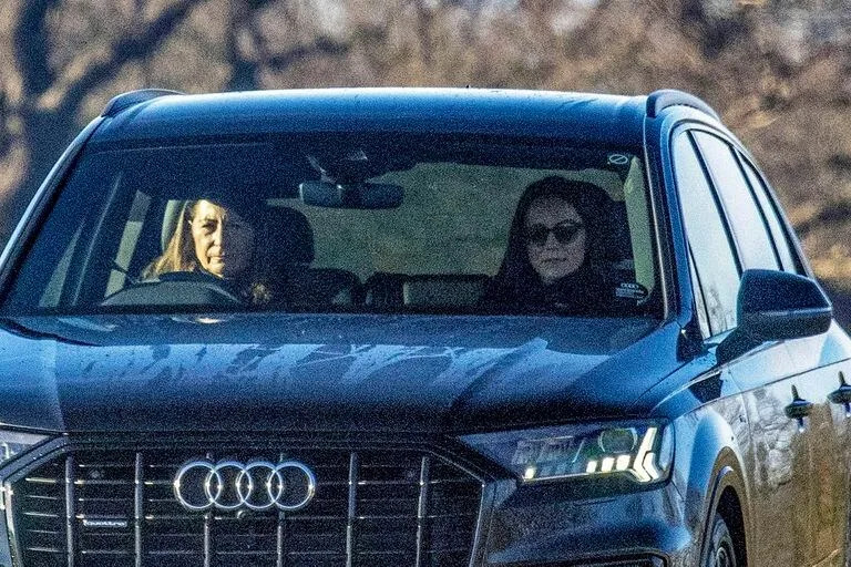 Kate Middleton, Princess of Wales, in the passenger seat of the car driven by her mother, Carole Middleton, on March 4, 2024