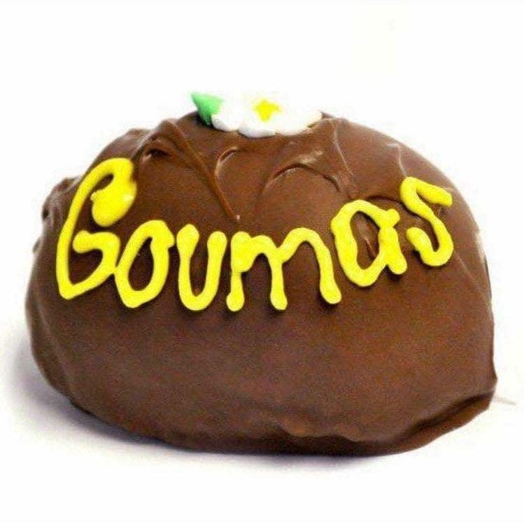 Cream-filled chocolate eggs bearing the family name are a top seller for Easter at Goumas Candyland.