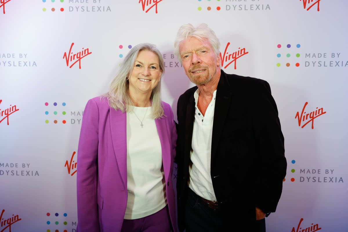 Sir Richard Bransonwith Kate Griggs, CEO of Made by Dyslexia (PA) (PA Wire)