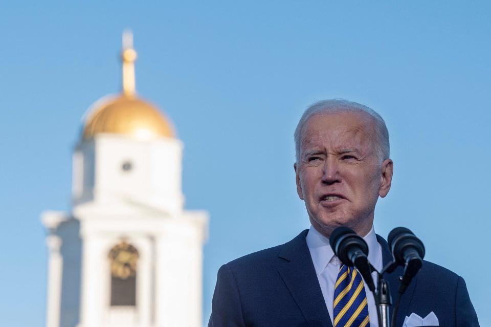 President Joe Biden speaks about the constitutional right to vote at the Atlanta University Center Consortium in Atlanta, Georgia on January 11, 2022.