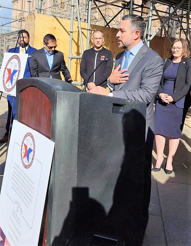 State Sen. César Blanco, D-El Paso, is shown at a news conference Jan.9 outside the state Capitol in Austin to announce the formation of the Texas Hispanic Chamber of Commerce Coalition. The new group of nine Texas Hispanic chambers advocated for Hispanic businesses during the legislative session.