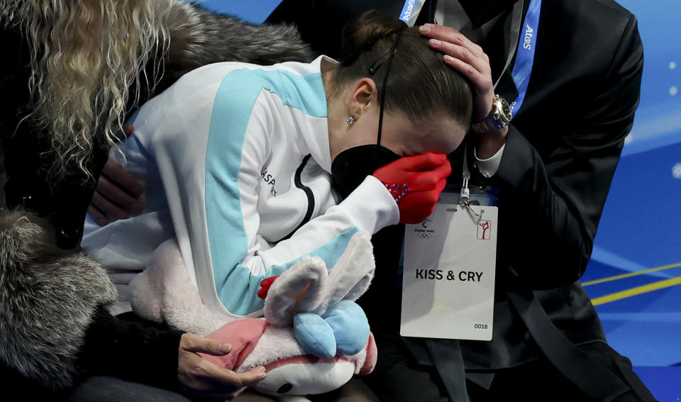 Kamila Valieva's dream-turned nightmare Olympics came to an end on Thursday with her finishing fourth in the women's individual figure skating event. (Photo by Jean Catuffe/Getty Images)