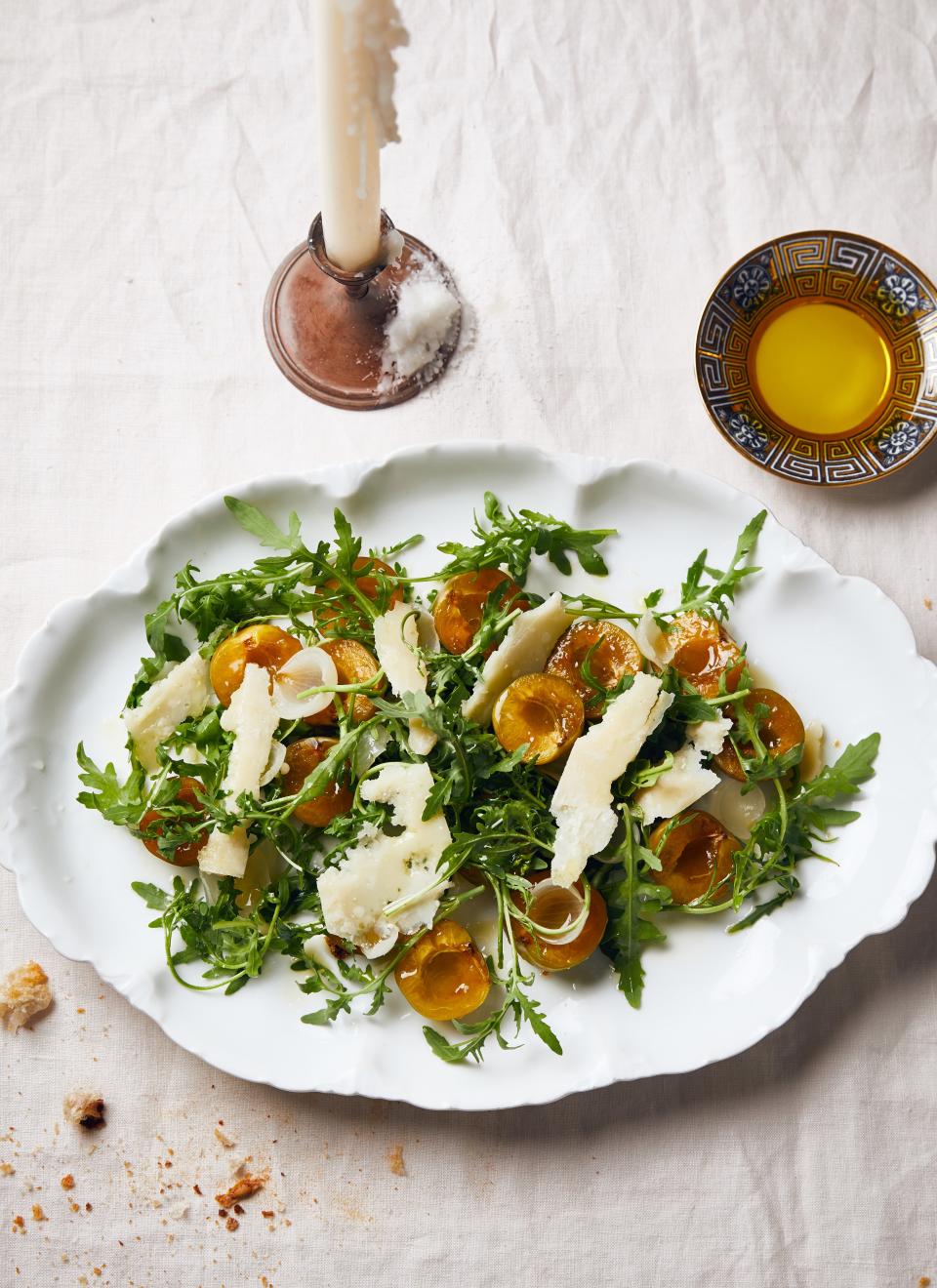 Arugula with Italian Plums and Parmesan