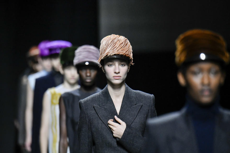 A model walks the runway during the Prada Ready to Wear Fall/Winter 2024-2025 fashion show as part of the Milan Fashion Week.