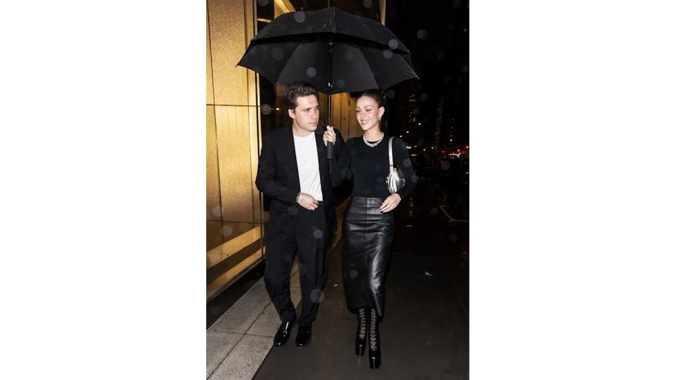 Nicola stepped out in New York with Brooklyn Beckham championing the boots