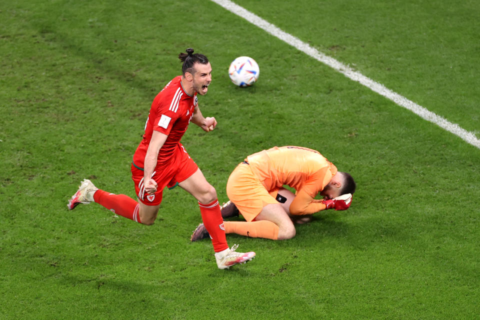 Gareth Bale操刀12碼破網，也收下生涯世界盃首顆進球。（Photo by Michael Steele/Getty Images）