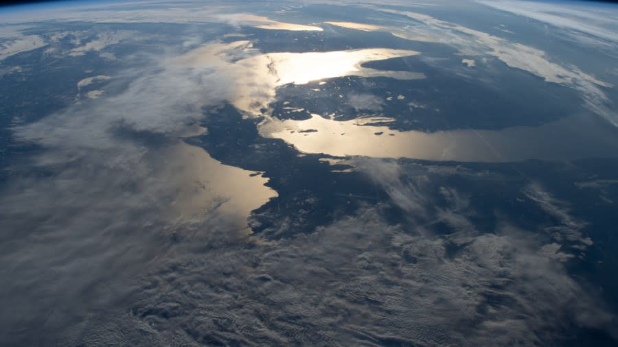 A photo taken from the International Space Station on Monday, Feb. 26, 2024, shows both of Michigan's peninsulas from 224 miles above Earth.